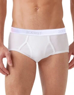 2xist Men's 3-Pack Essential Core Fly-Front Brief 020039 -Smooth Men Wear Store 020039 WHITE