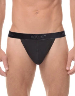 2xist Men's 3-Pack Essential Core Y-Back Thongs 020302 -Smooth Men Wear Store 020302 BLACK