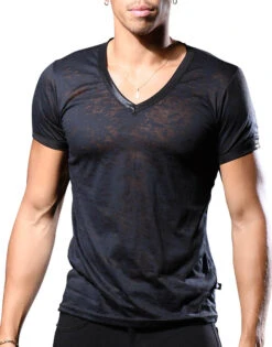 Andrew Christian Carbon Burnout V-Neck Tee 10372