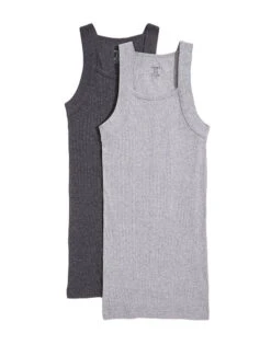 2xist Men's 2-Pack Essential Range Square Cut Tank Tops 020227 -Smooth Men Wear Store 2xist 020227 Charcoal Heather Grey Heather 03217 FLAT 4f92e583 49b6 4e74 b082 dc27cc397026