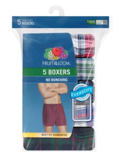 Fruit Of The Loom 5-Pack Tartan Boxer 5P590TG -Smooth Men Wear Store 5P590TG 3x3 Transparent BG 1