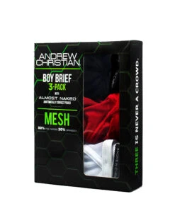 Andrew Christian Boy Brief Mesh 3-Pack W/ Almost Naked 92365 -Smooth Men Wear Store 92365Box06 Feb
