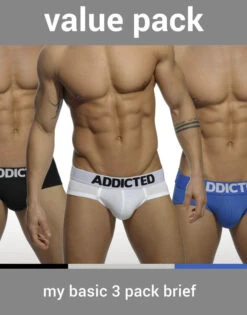 Addicted Men's My Basic 3-Pack Brief AD420P -Smooth Men Wear Store AD420P