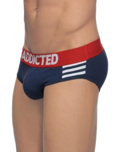 Addicted Men's Sailor Stripes Brief AD510 -Smooth Men Wear Store Addicted AD510 Navy Blue C09 B 2