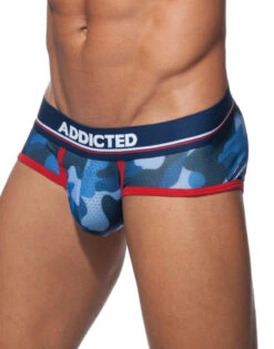 Addicted 3-Pack Camo Mesh Brief Push Up AD697P -Smooth Men Wear Store Addicted AD697P Blue Camo Black Camo Green Camo B 3