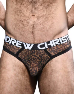 Andrew Christian Leopard Mesh Thong W/ Almost Naked 92232