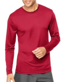 Hanes Men Cool Dri Performance Long-Sleeve T-Shirt 482L -Smooth Men Wear Store Hanes 482L Deep Red T