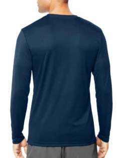 Hanes Men Cool Dri Performance Long-Sleeve T-Shirt 482L -Smooth Men Wear Store Hanes 482L Navy T 2