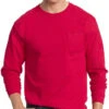 Hanes Men TAGLESS Long-Sleeve T-Shirt With Pocket 5596 -Smooth Men Wear Store Hanes 5596 Deep Red T