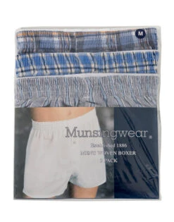 Munsingwear Men's Assorted Broad Cloth Boxer Short 3-Pack KNOMW572CB -Smooth Men Wear Store Munsigwear KNOMW572CB Assorted Blue FLAT
