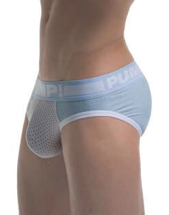 PUMP! Men's Frost Cotton Mesh Brief Blue/White 12025 -Smooth Men Wear Store PUMP 12025 Blue B 2 1