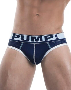 PUMP! Men's Blue Steel Low Rise Mesh Brief Blue/White 12029