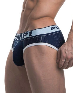 PUMP! Men's Blue Steel Low Rise Mesh Brief Blue/White 12029 -Smooth Men Wear Store PUMP 12029 Steel Blue B 2