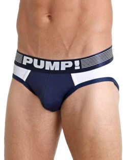 PUMP! Men's Ribbed Low Rise Mesh Brief Navy 12042