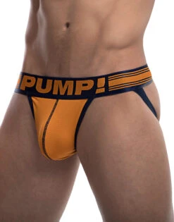 PUMP Varsity Low Rise Cotton Mesh Jockstrap Orange/Military Green 15040 -Smooth Men Wear Store PUMP 15040 Orange B 2