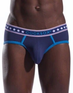 Cocksox American Collection Solid Sports Brief CX76N -Smooth Men Wear Store cx76n patriot blue 2